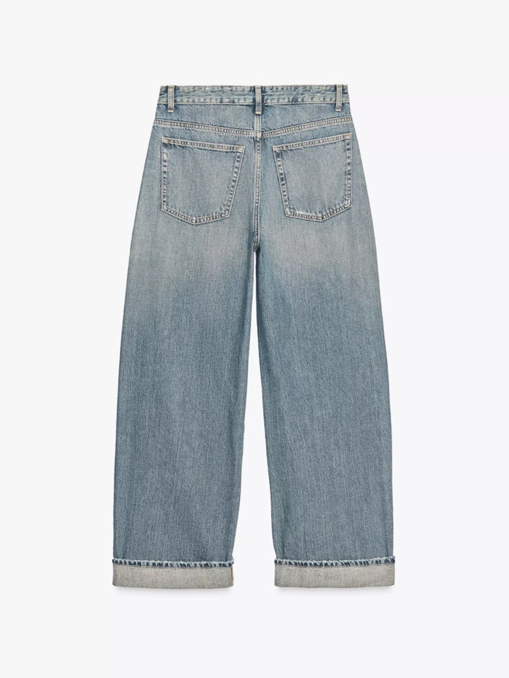 Zara TRF mid rise baggy folded jeans